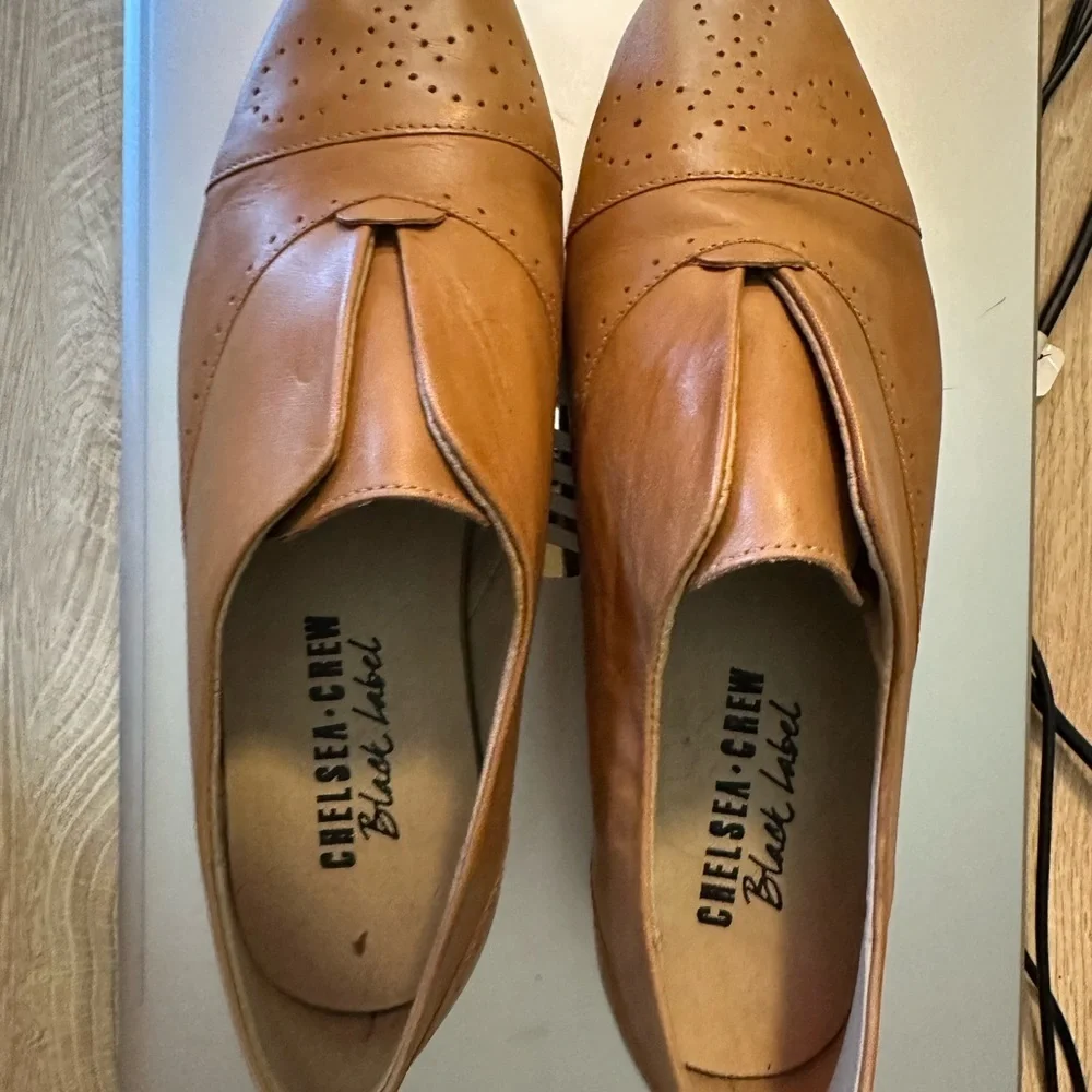 Anthropologie Chelsea Crew Brown Leather slip on oxfords - Picture 8 of 10